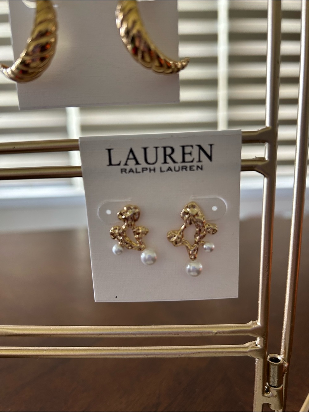 2 pair LAUREN Ralph Lauren Gold Tone Earrings - Picture 3 of 3